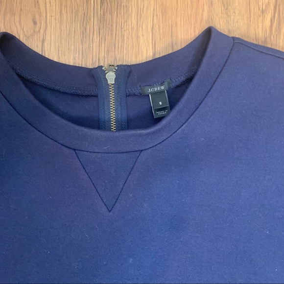 J. Crew Navy Blue Sweatshirt w/ Black Fringe - Picture 3 of 9